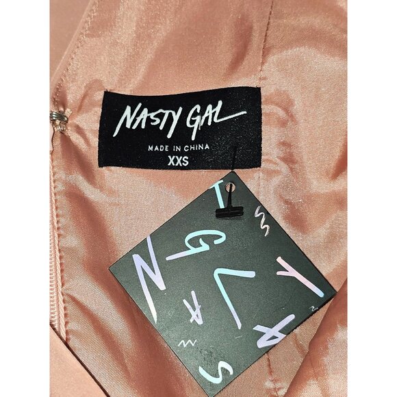 Nasty Gal Women's Blush Pink Knot Cut Out Skater Mini Dress Size XXS 2440 - Picture 8 of 15